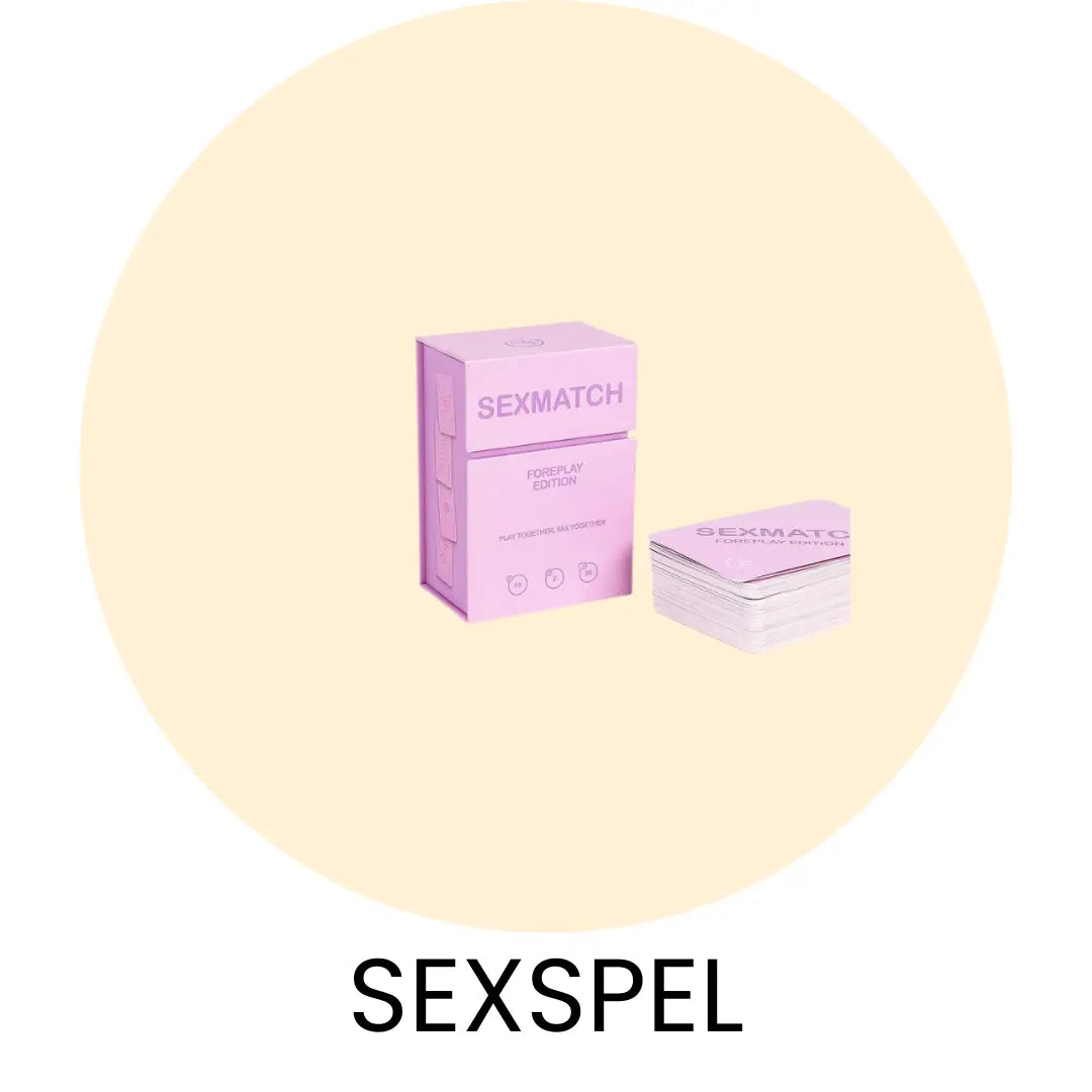 Gulcirkel med spelet Sexmatch i med texten Sexspel under