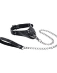 Sportsheets Velvet Noir Halsband & Koppel Svart mot vit bakgrund