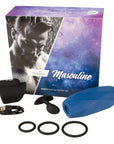 Bilden visar kartongen och produkterna i Magic Shiver Starter Set Masculine