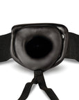 Bilden visar hålet som penis ska in i på DR. SKIN Ihålig Strap-On 15cm Black