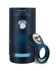 Boners Cock Ring med Vibrationer Blue bredvid sin produktkartong