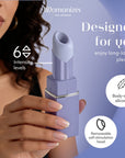 Lila Womanizer Beauty formad som ett läppstift, sidovy