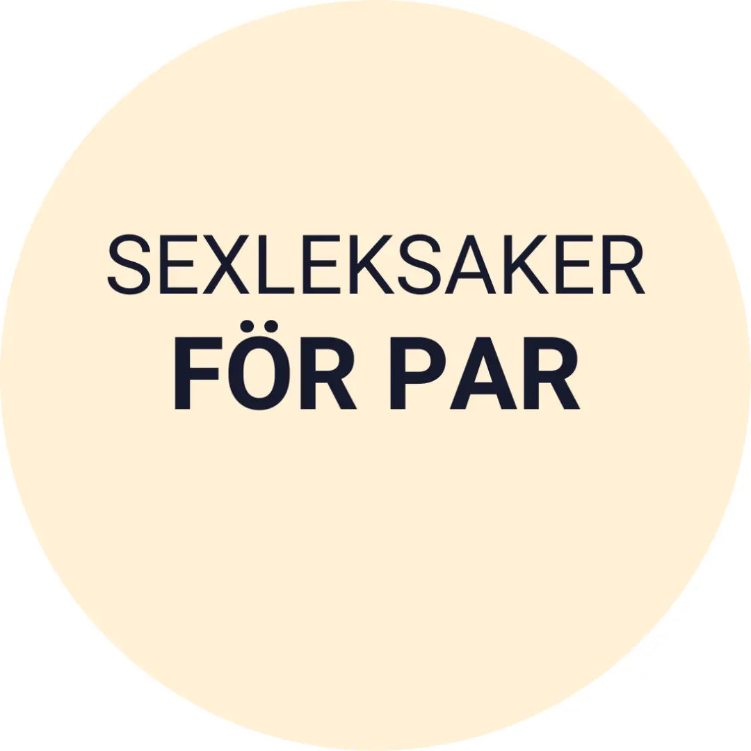 Ljusgul cirkel med texten Sexleksaker för par i