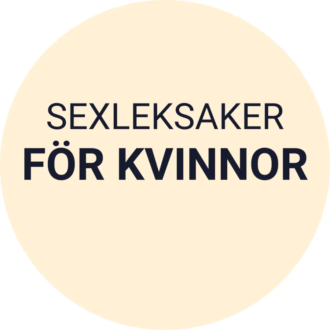 Ljusgul cirkel med texten Sexleksaker för kvinnor i