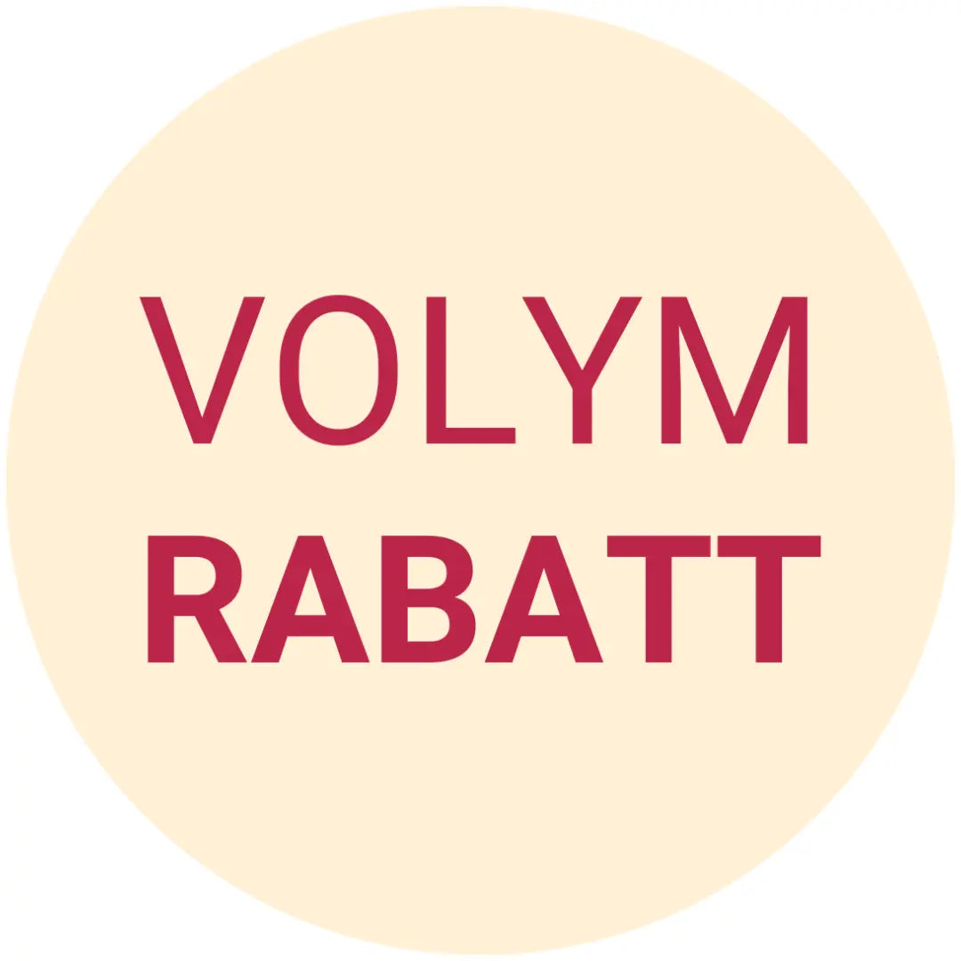 Gulcirkel med texten Volymrabatt i