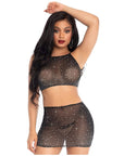 Rhinestone Crop Top Set - Lustly
