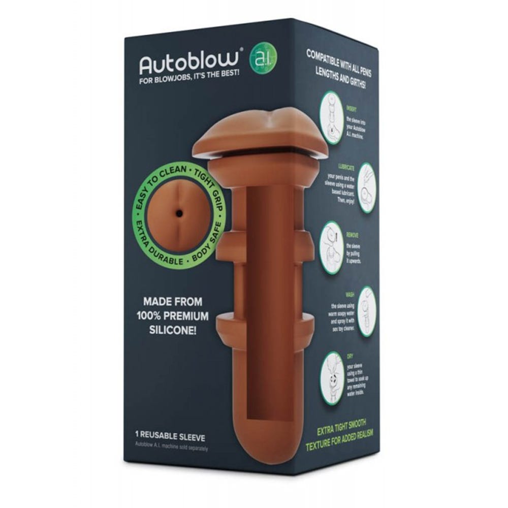 Autoblow A.I. Silicone Anus Sleeve - Brown - Lustly