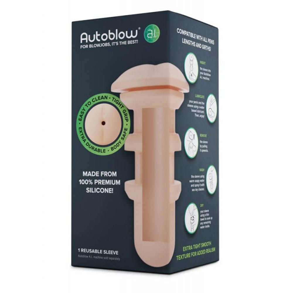 Autoblow A.I. Silicone Anus Sleeve - Flesh - Lustly