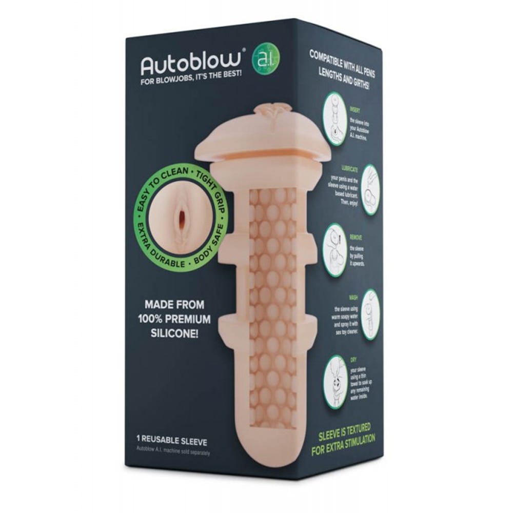 Autoblow A.I. Silicone Vagina Sleeve - Flesh - Lustly