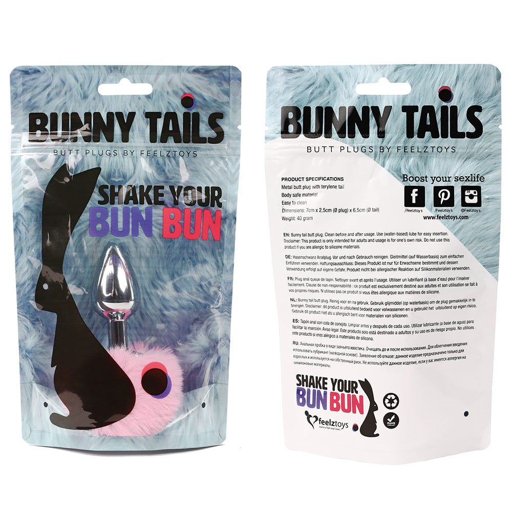 FeelzToys Bunny Tails Butt Plug Pink - Lustly