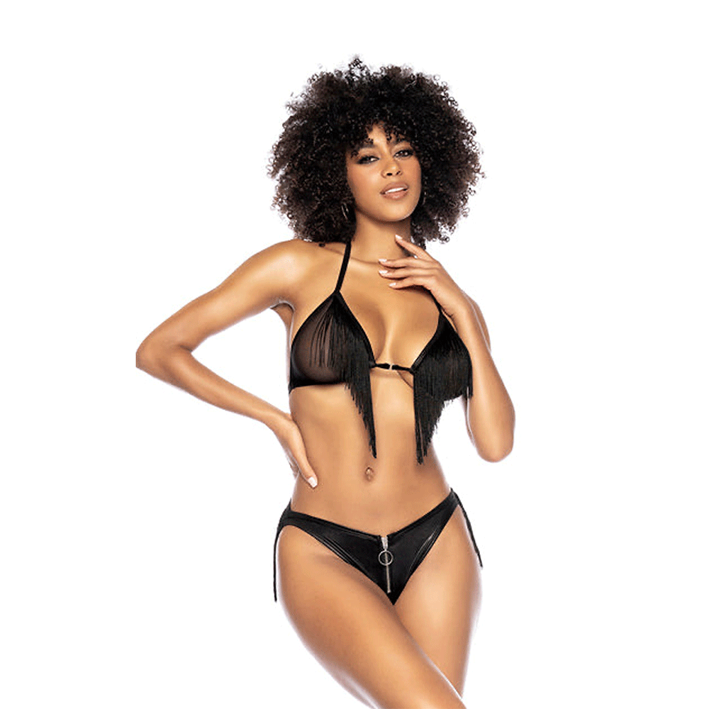 Fringe Two Piece Set Black - Lustly