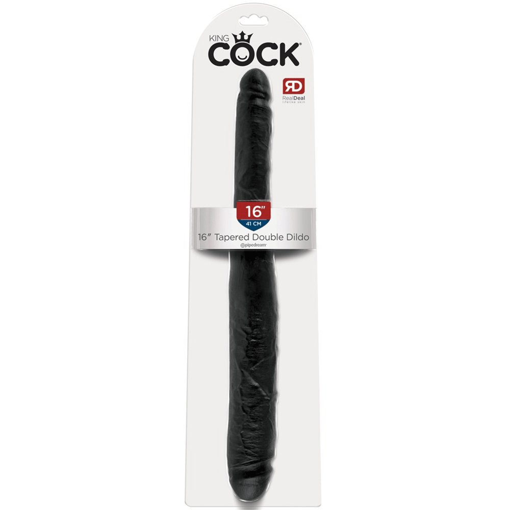 King Cock Tapered Double Dildo Black - Lustly