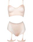 Le Désir Bra set with garters Beige S - XL - Lustly