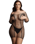 Le Désir Duo Net Sleeved Mini Dress Queen Size - Lustly