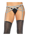 Lurex Elastic Garter Belt Silver - Lustly