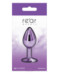 Rear Assets Buttplug Small Purple produktförpackning mot vit bakgrund.