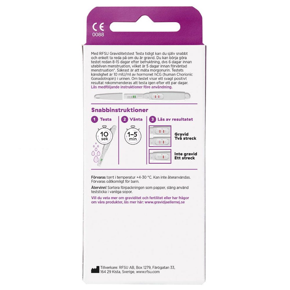 RFSU Graviditetstest Testa Tidigt - Lustly