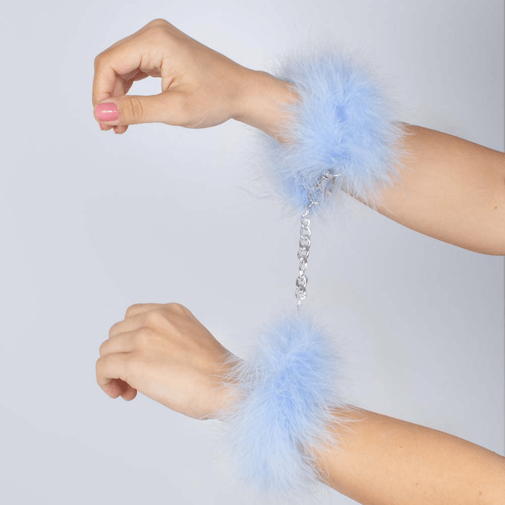 Secret Play Fuzzy Handcuffs Blue - Lustly