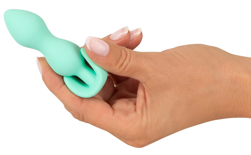 Cuties analplugg i mintgrönt – 8,2 cm med sammetslen yta
