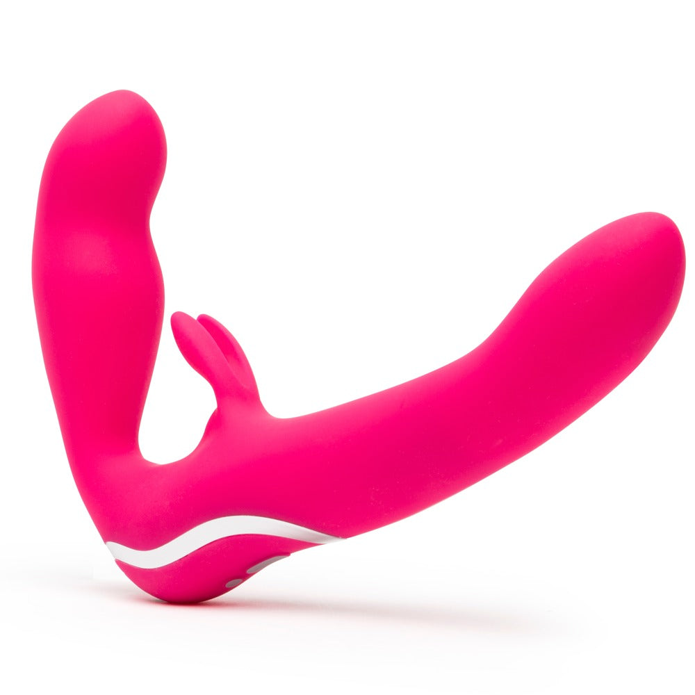 Happy Rabbit Strapless Strap-On i rosa med dubbla vibratorer