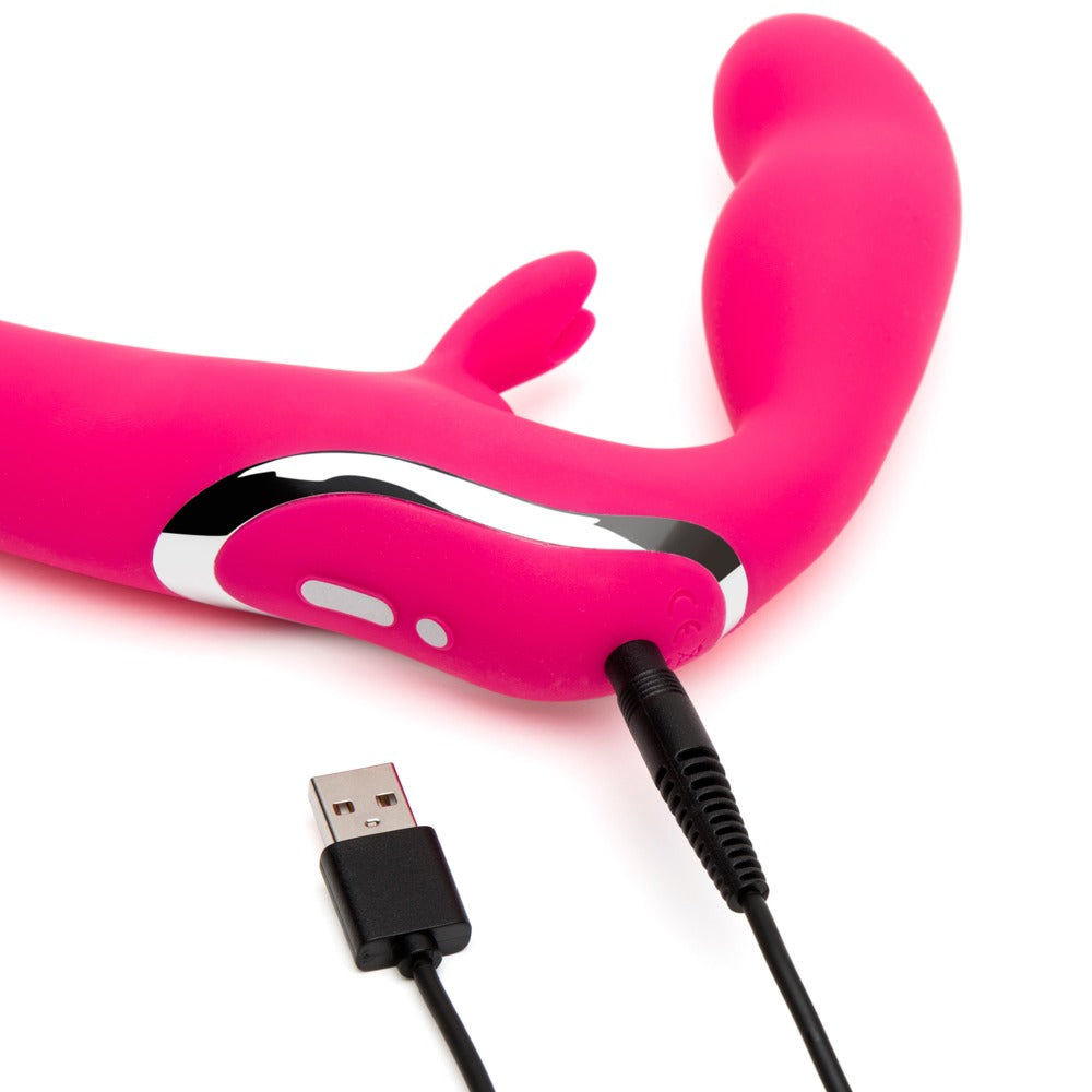 Happy Rabbit Strapless Strap-On – stor och liten vibrator, rosa