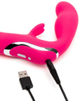 Happy Rabbit Strapless Strap-On – stor och liten vibrator, rosa