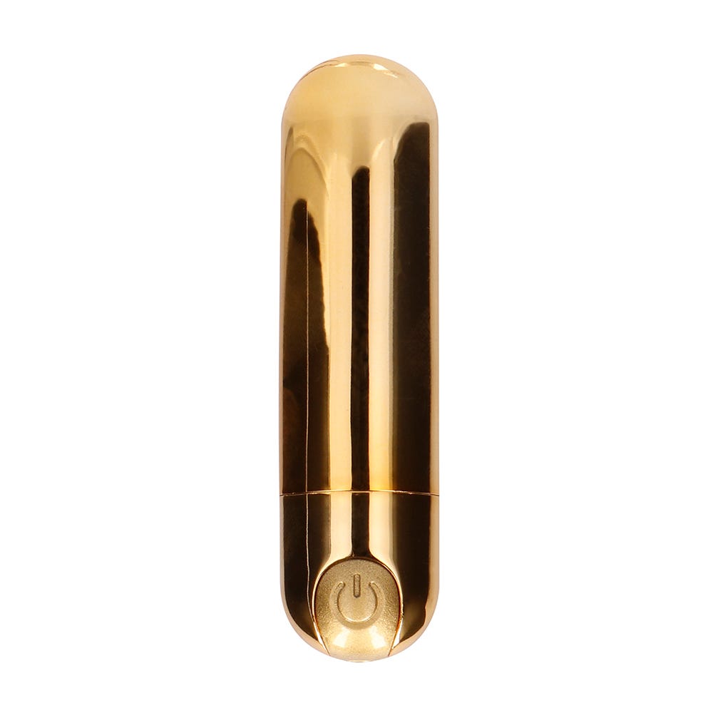 10 Speed Rechargeable Bullet Gold ståendes mot vit bakgrund.