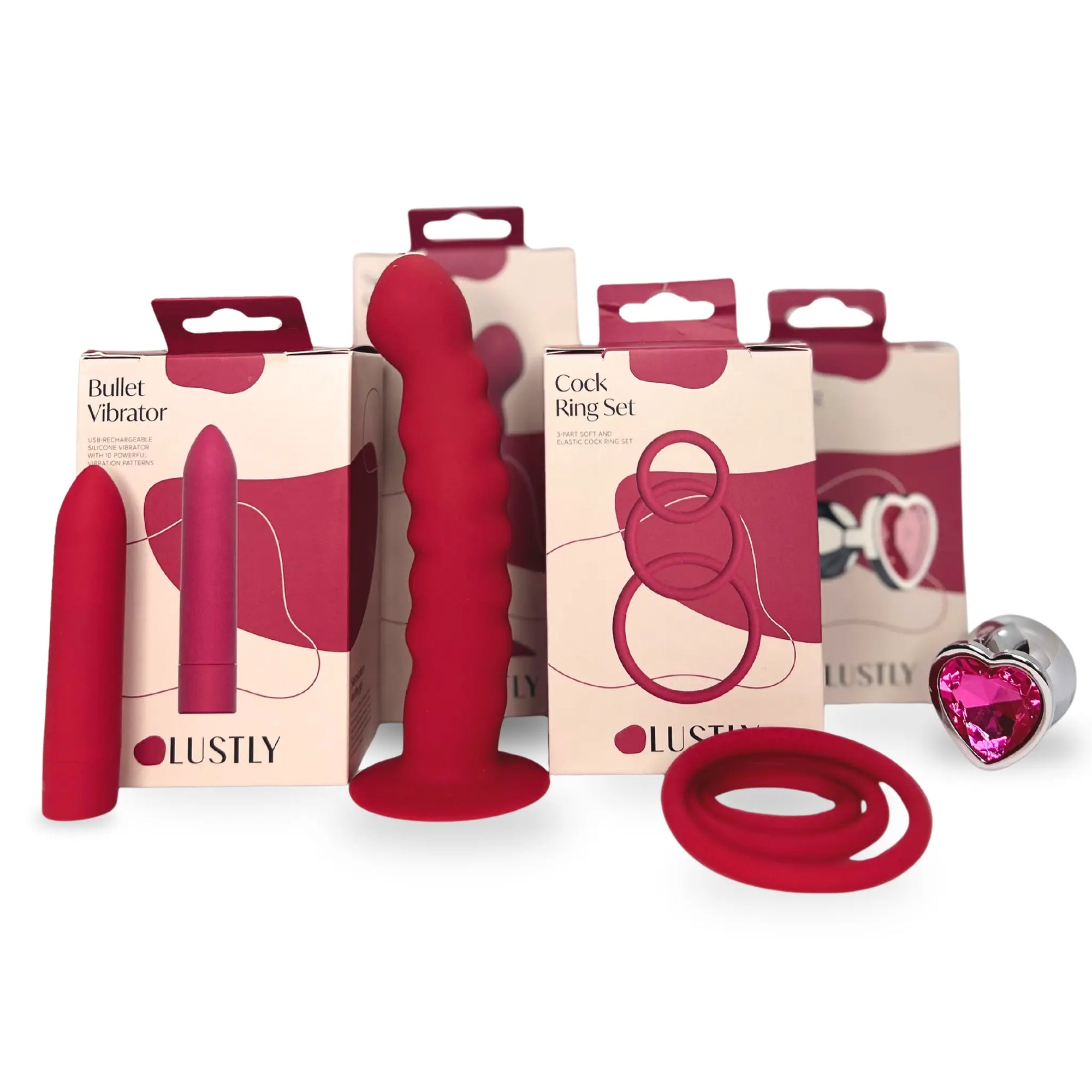 LUSTLY Beginners Collection Cock Ring Set Lustlyröd