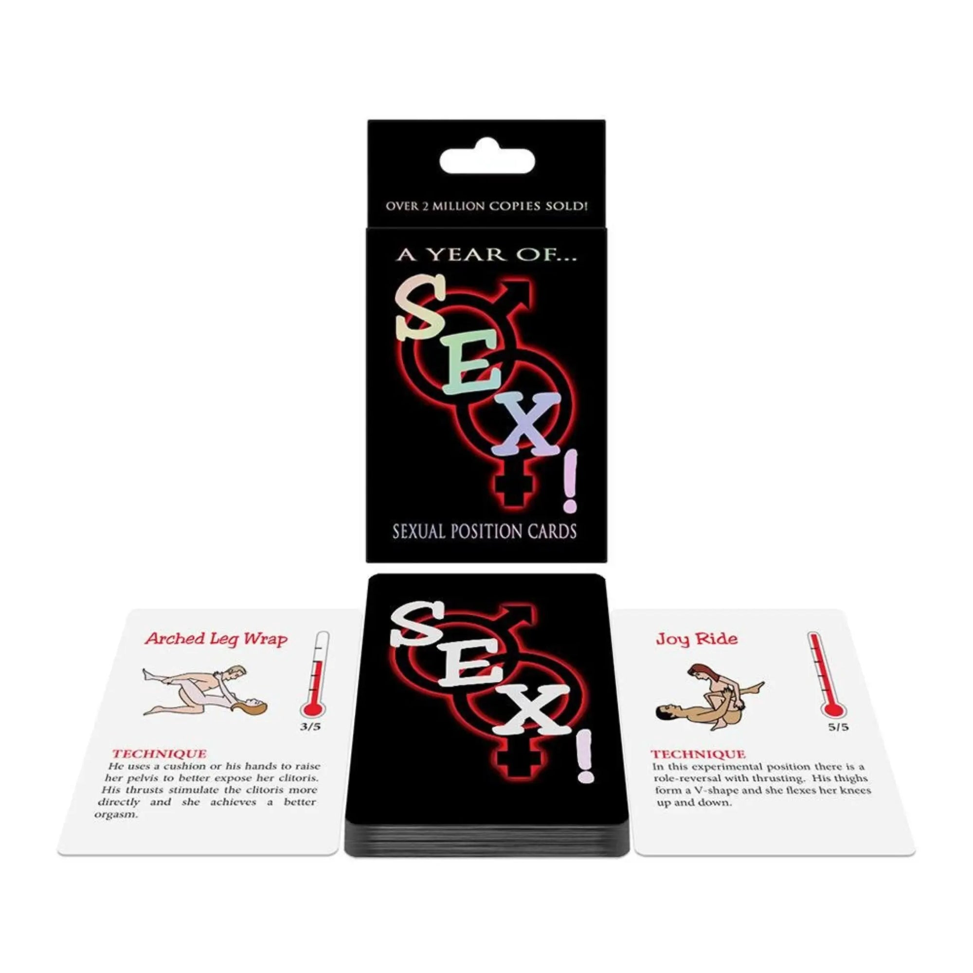 Bilden visar vad A Year of Sex! Sexual Positions Card innehåller