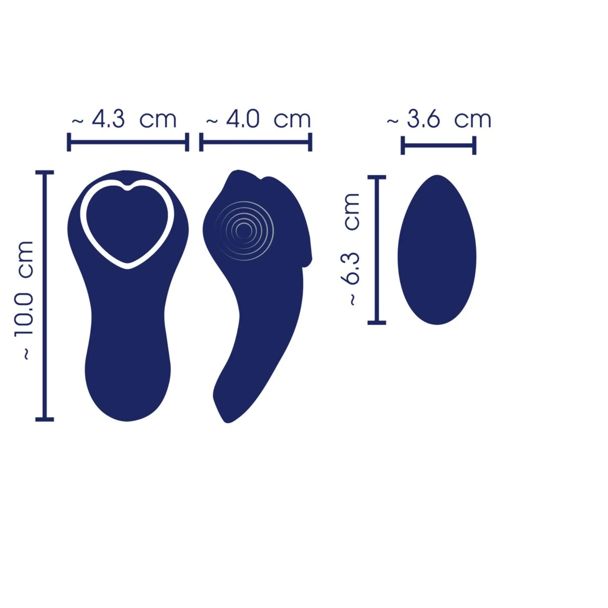 Bilden visar storleken på Sweet Smile Heart Trosvibrator