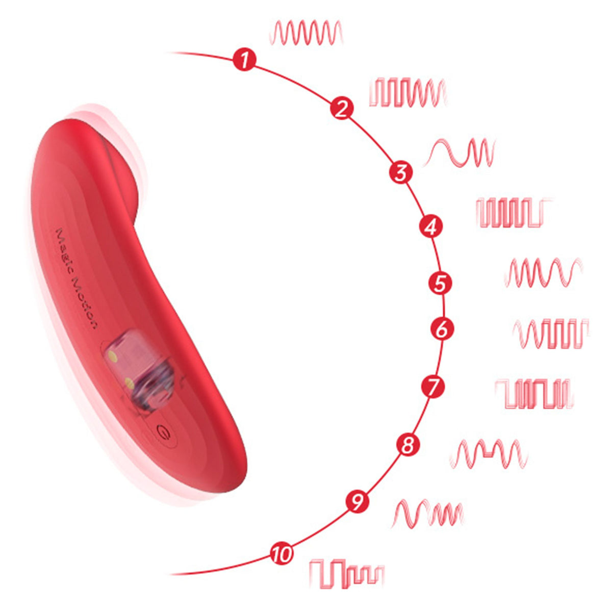 Magic Motion Nyx röd – ergonomisk form som vilar mot klitoris