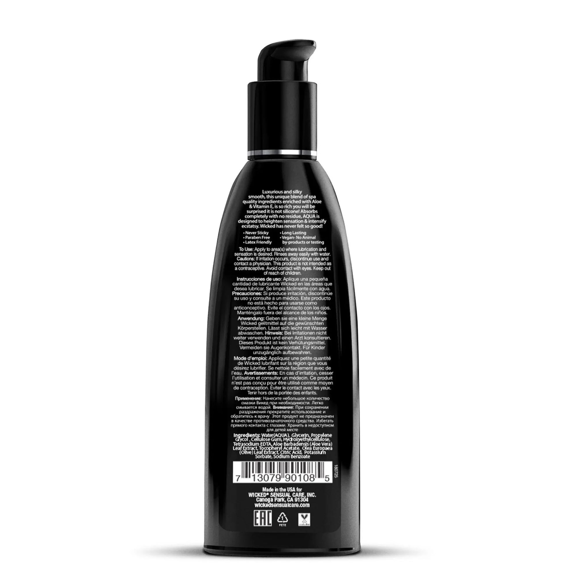 Bild på baksidan av Wicked Aqua Vattenbaserat Glidmedel 250ml