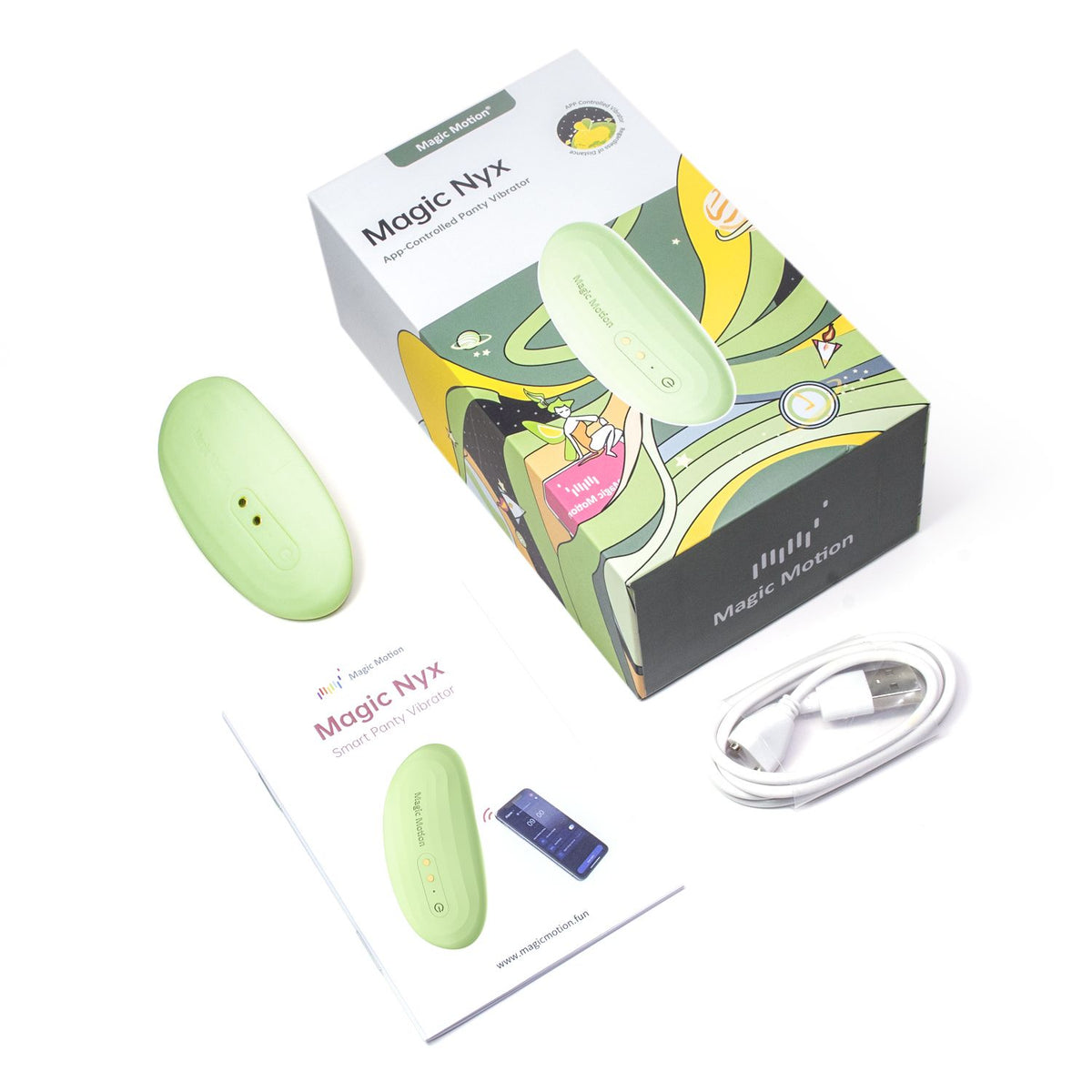 Magic Motion Nyx grön smart trosvibrator, detaljbild
