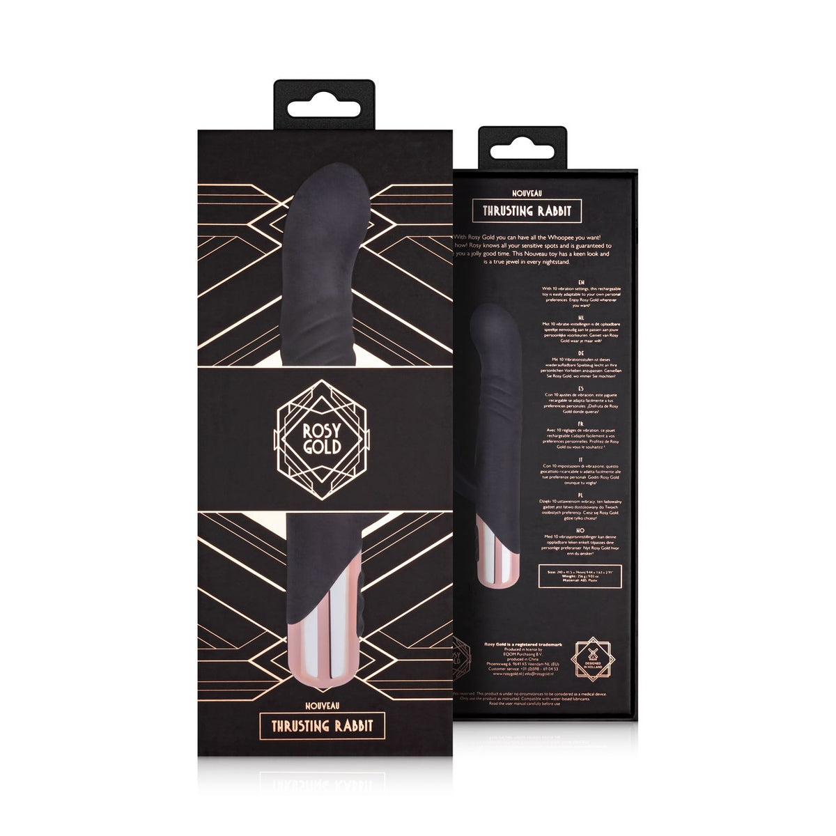 Rosy Gold Rabbit Vibrator med stötfunktion, förpackning