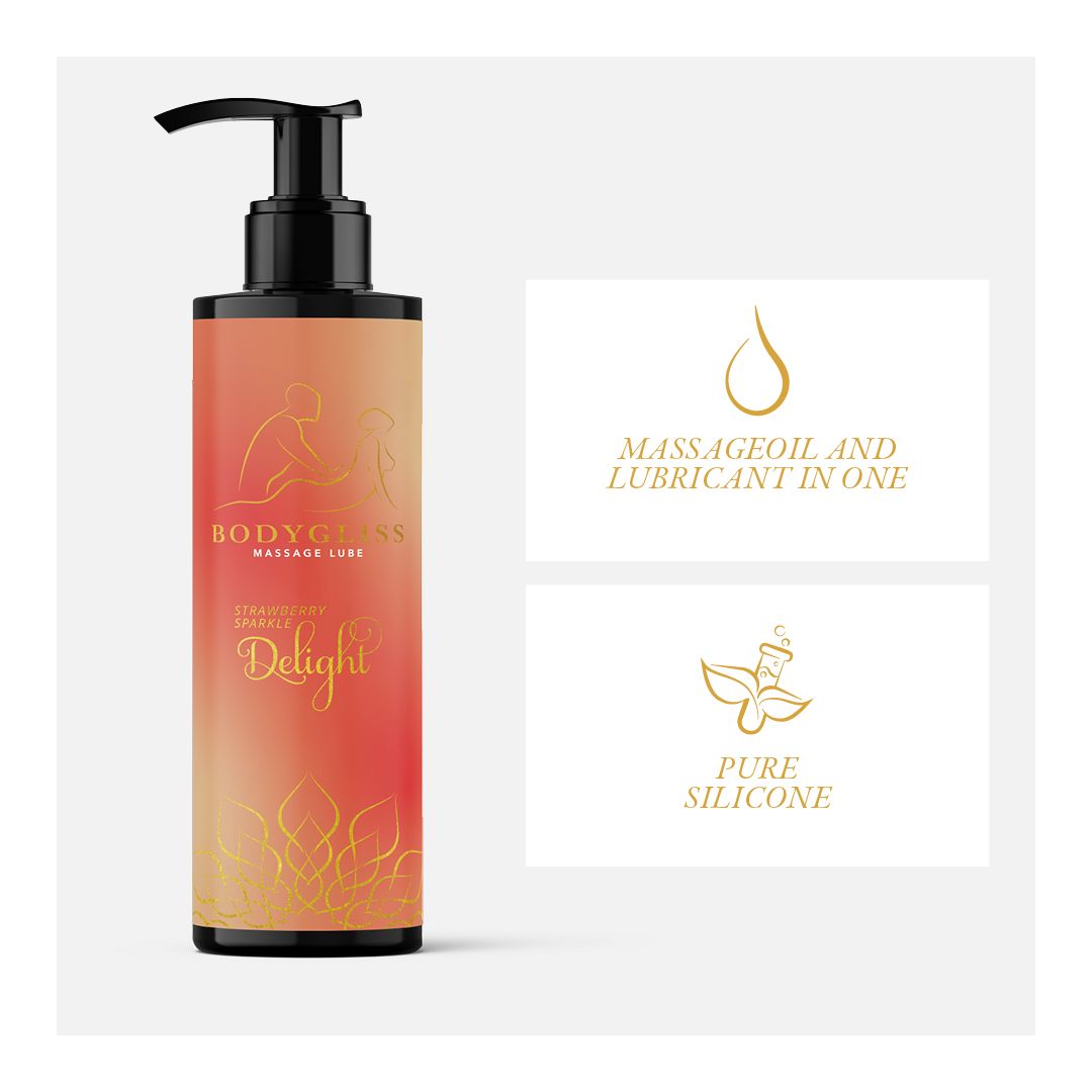 BodyGliss jordgubb &amp; champagne – massageolja och glidmedel