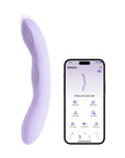 Bild på Svakom Selena Heated Vibrator Lavender bredvid en mobil