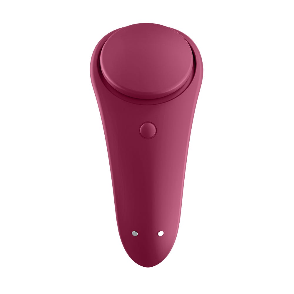 Satisfyer Sexy Secret Trosvibrator ståendes mot vit bakgrund.