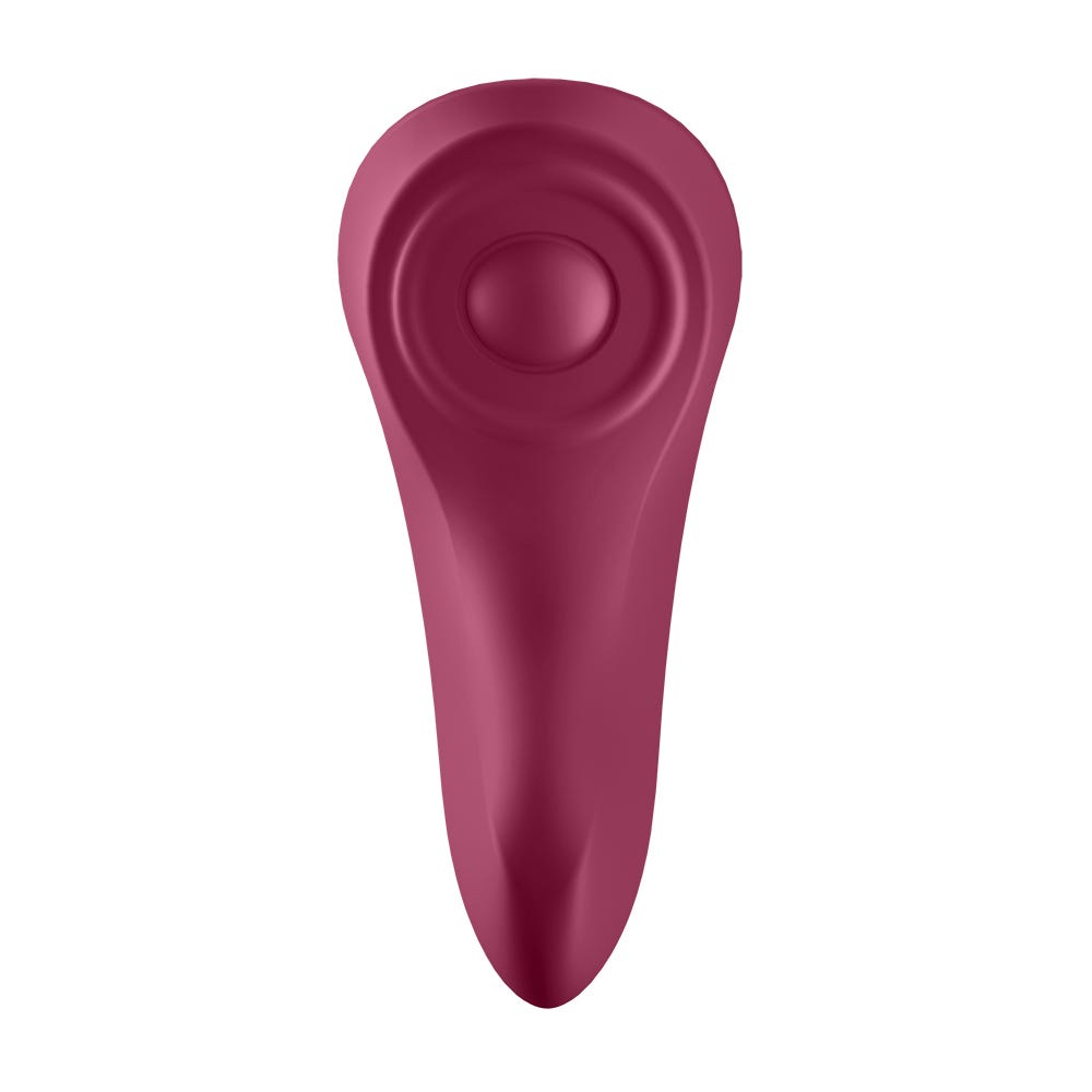 Satisfyer Sexy Secret Trosvibrator baksida ståendes mot vit bakgrund.