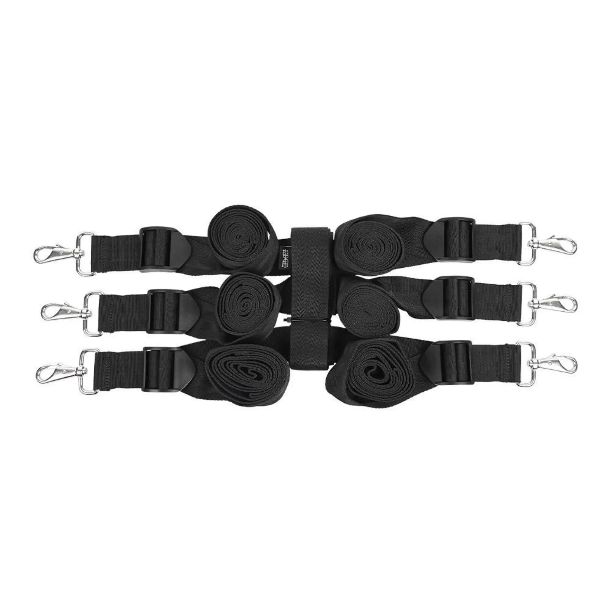 Sportsheets Edge Extreme Under the Bed Restraint System ihop rullad mot vit bakgrund