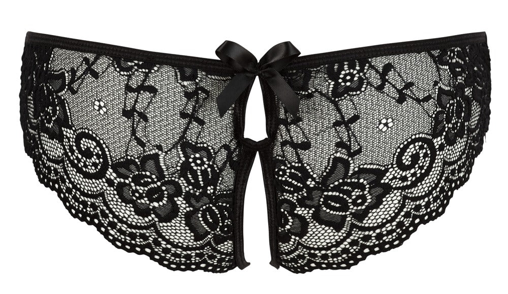 Cottelli Open Crotch Lace Briefs i svart spets, detalj