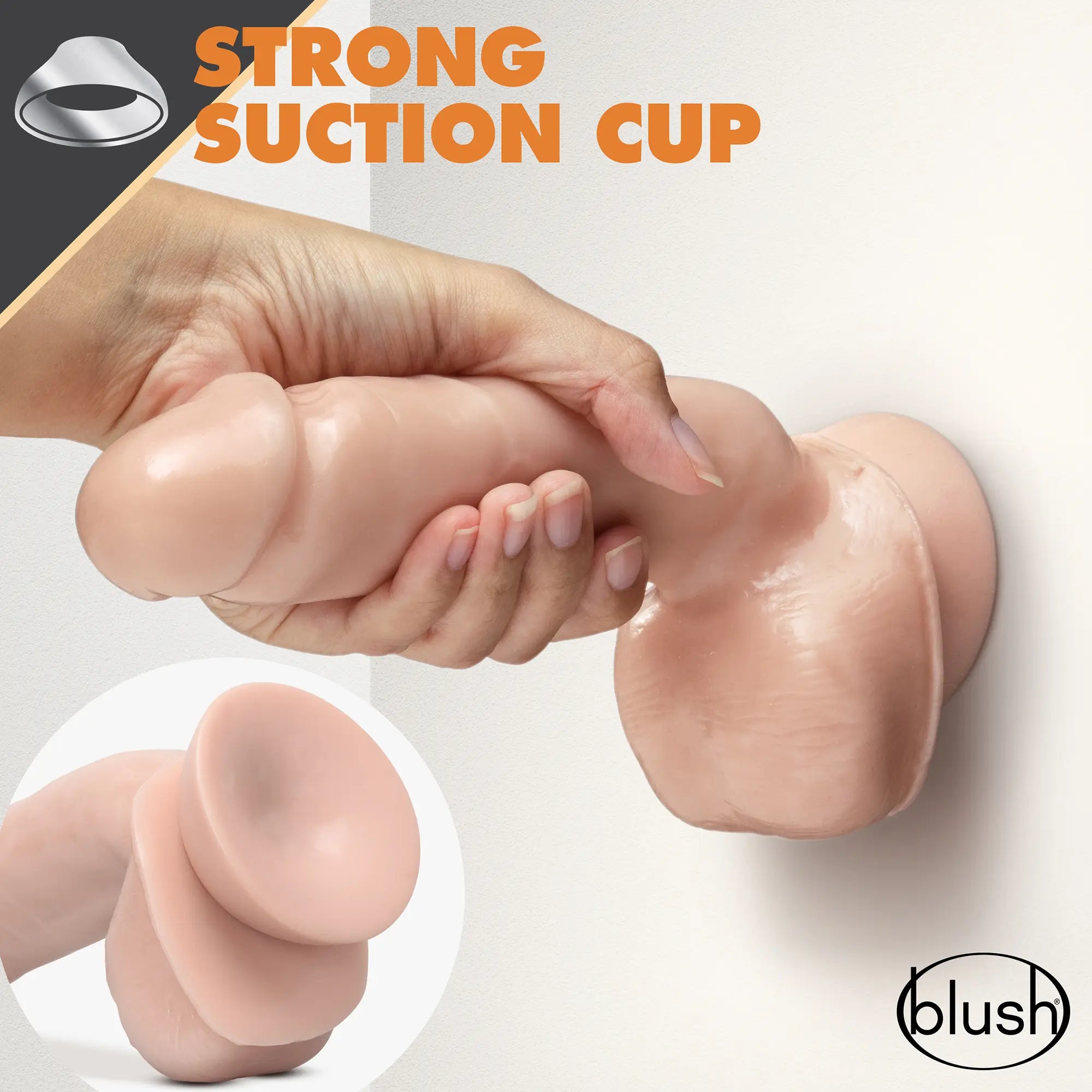 Bilden visar hur stark sugkopp Dr. Skin Realistic Dildo Flesh 23 cm Självsmörjande har