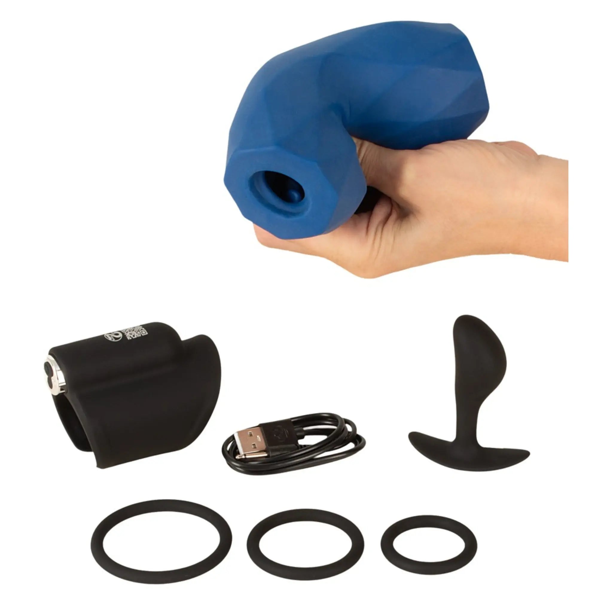 En hand som visar upp produkter ur Magic Shiver Starter Set Masculine