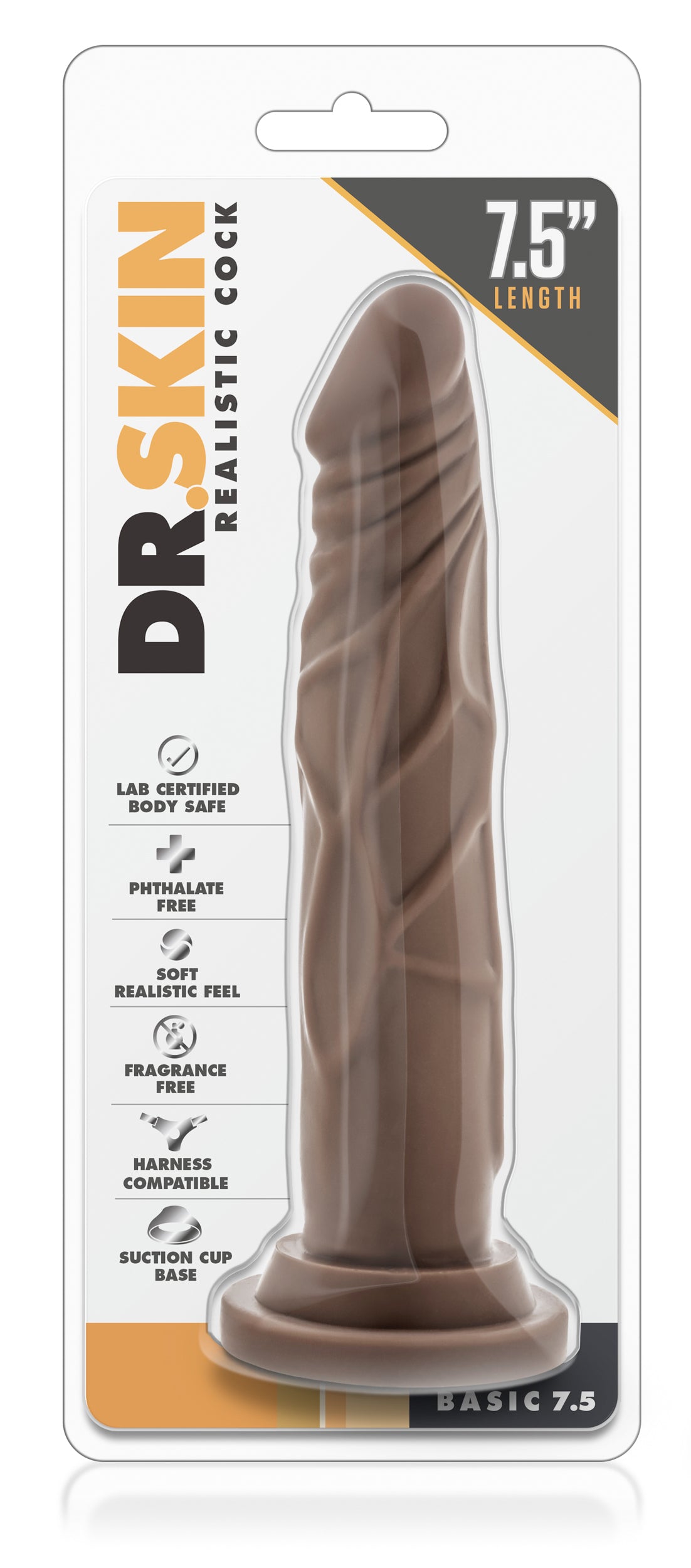 Dr. Skin Dildo med sugkopp 19 cm chocolate, detaljbild