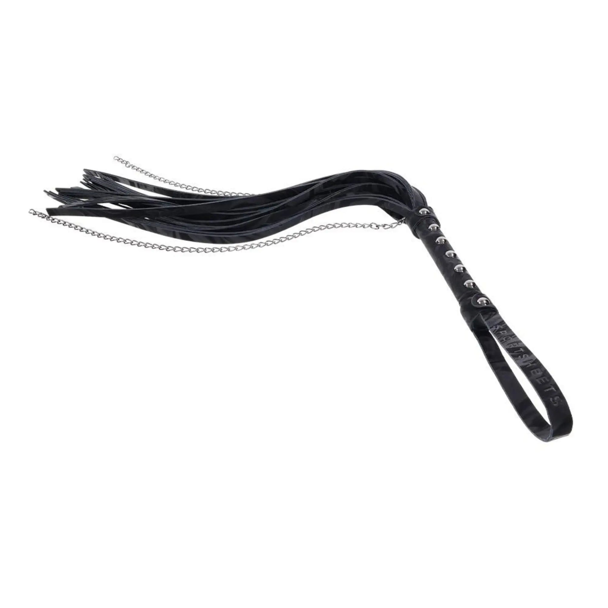 Bild tagen på Sportsheets Velvet Noir Chain Flogger Svart