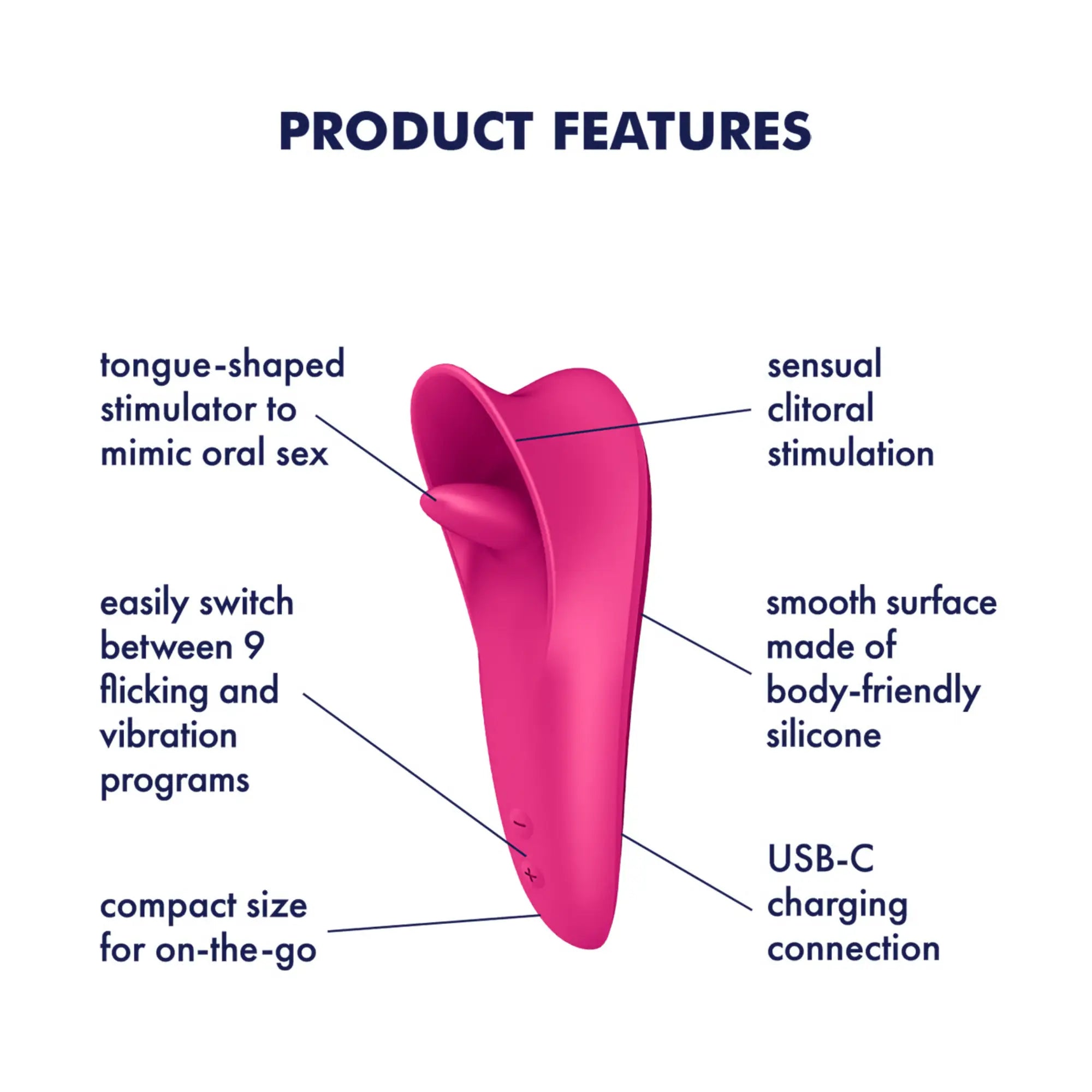 Bilden beskriver produkten  Satisfyer Tongue Masters funktioner