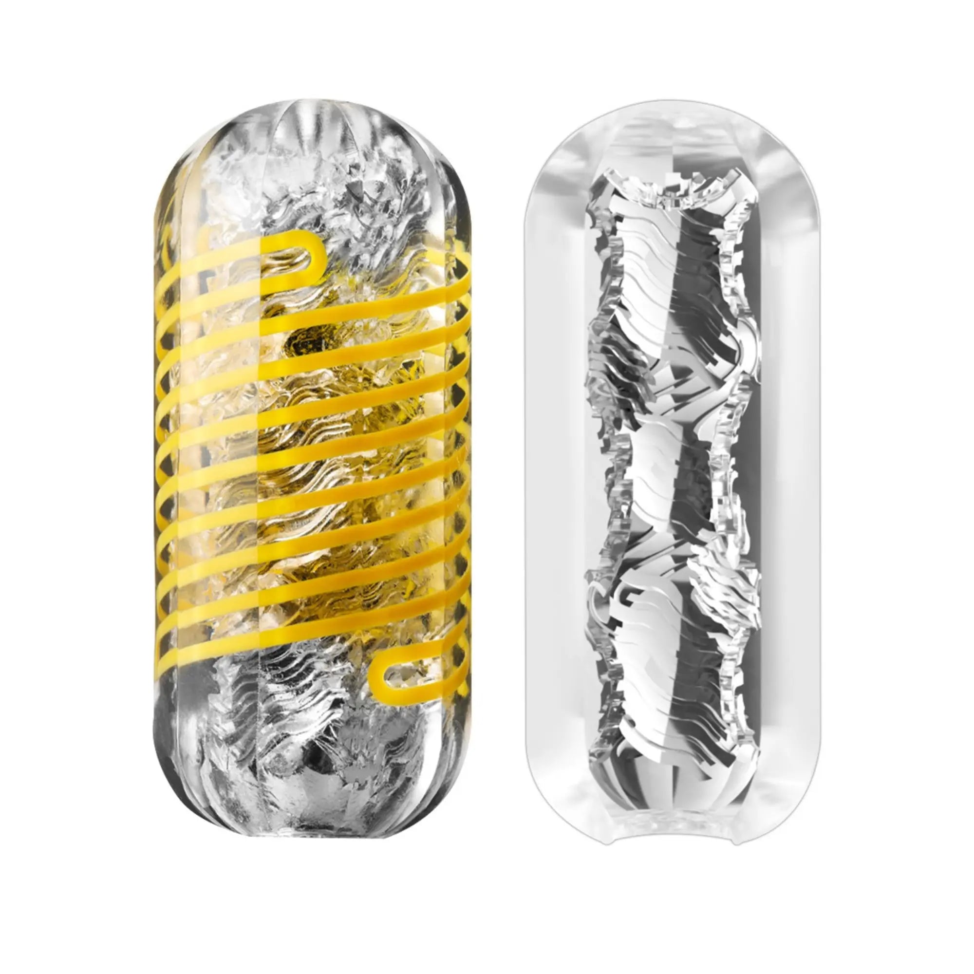 Genomskuren bild på inre texturen på Tenga Spinner DX Bumps Masturbator