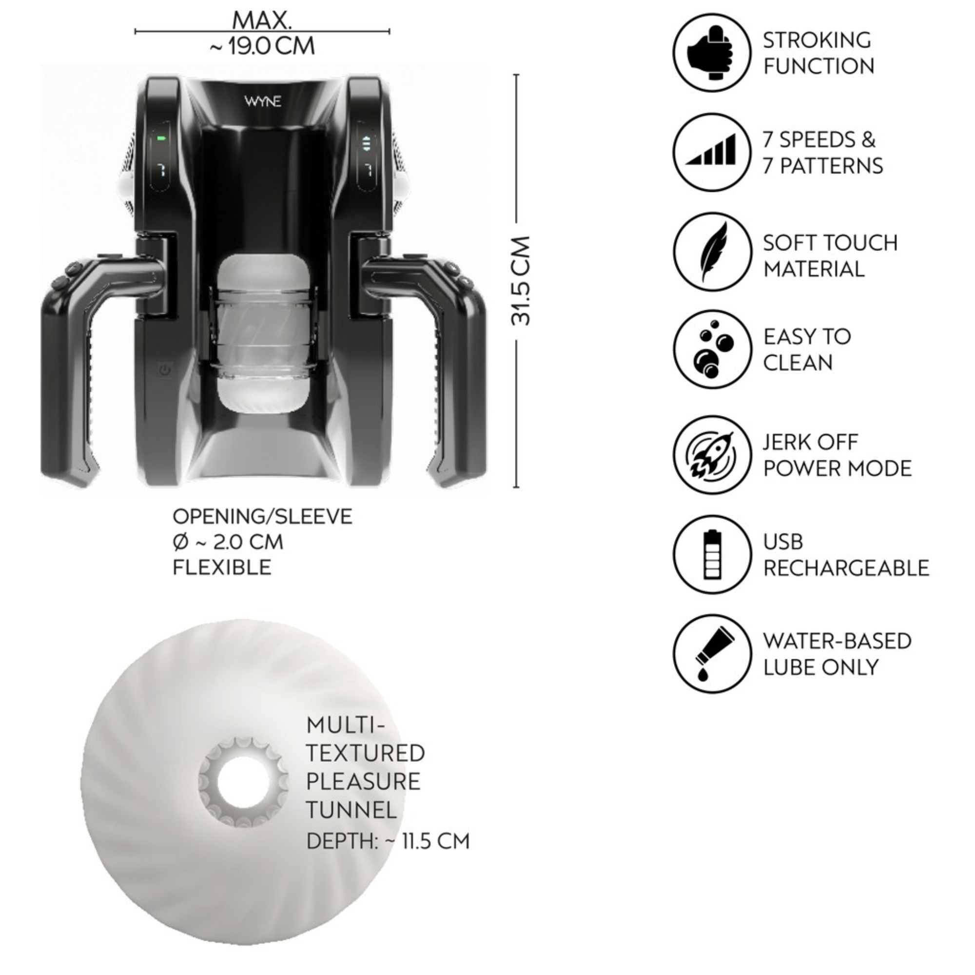 Specifikationer WYNE Onanimaskin