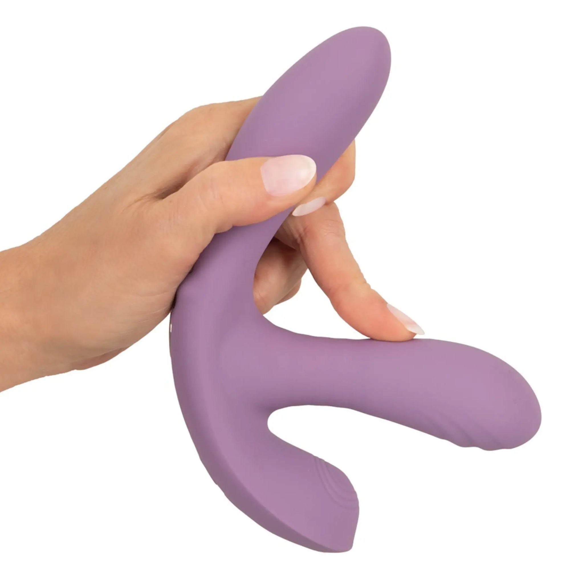 En hand håller i en Beau Coeur Mirva Bärbar Rabbitvibrator