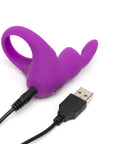 Happy Rabbit Rabbit Cock Ring Magenta laddas med en USB laddare