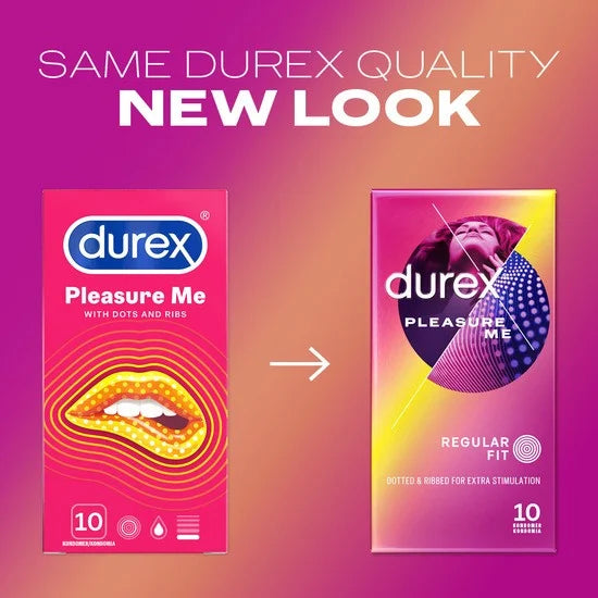 Durex Pleasure Me kondomer 10-pack, förpackning